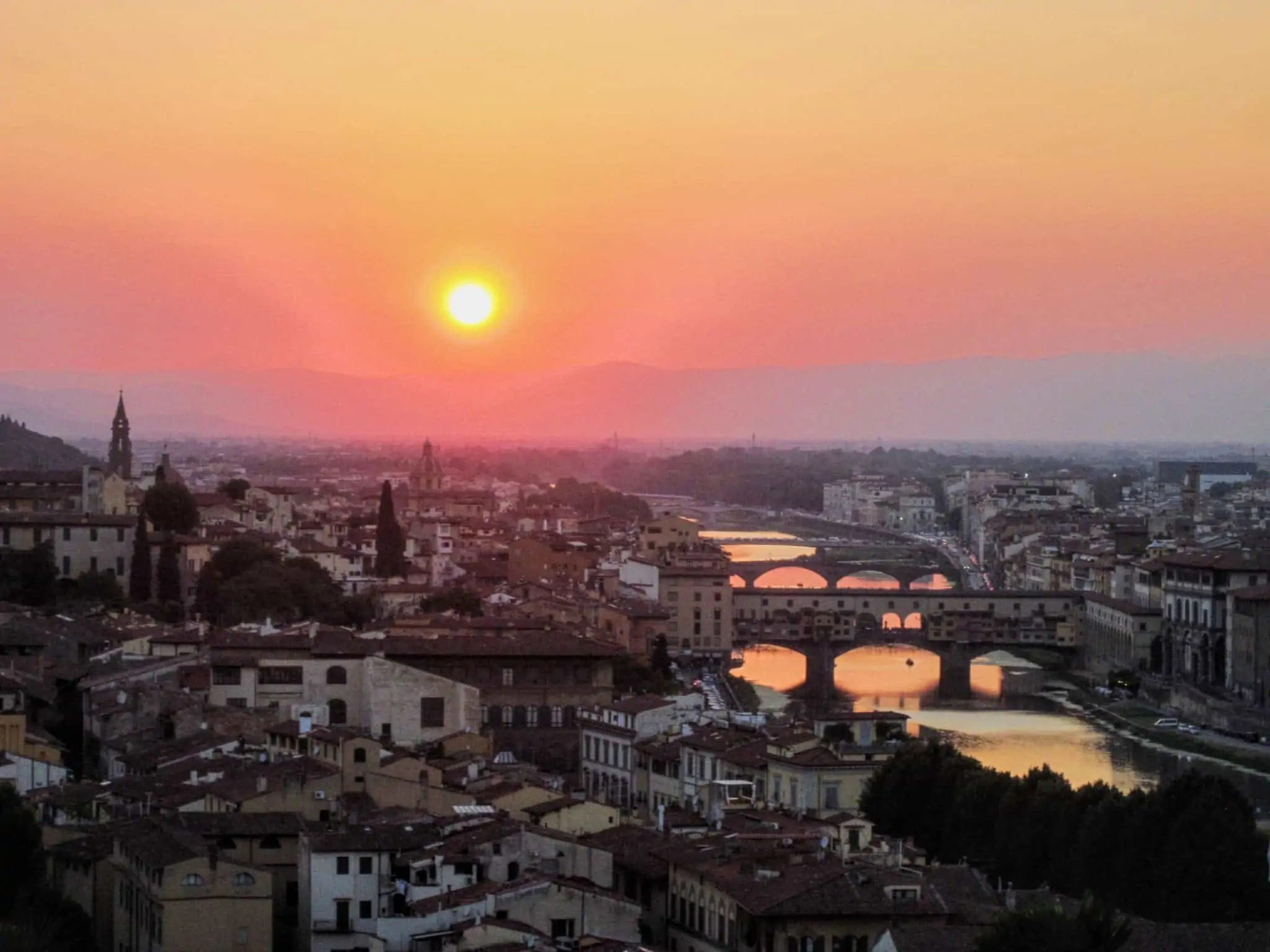 Florence sunset in "Best Hostels in Europe for Solo Travelers & Backpackers" 