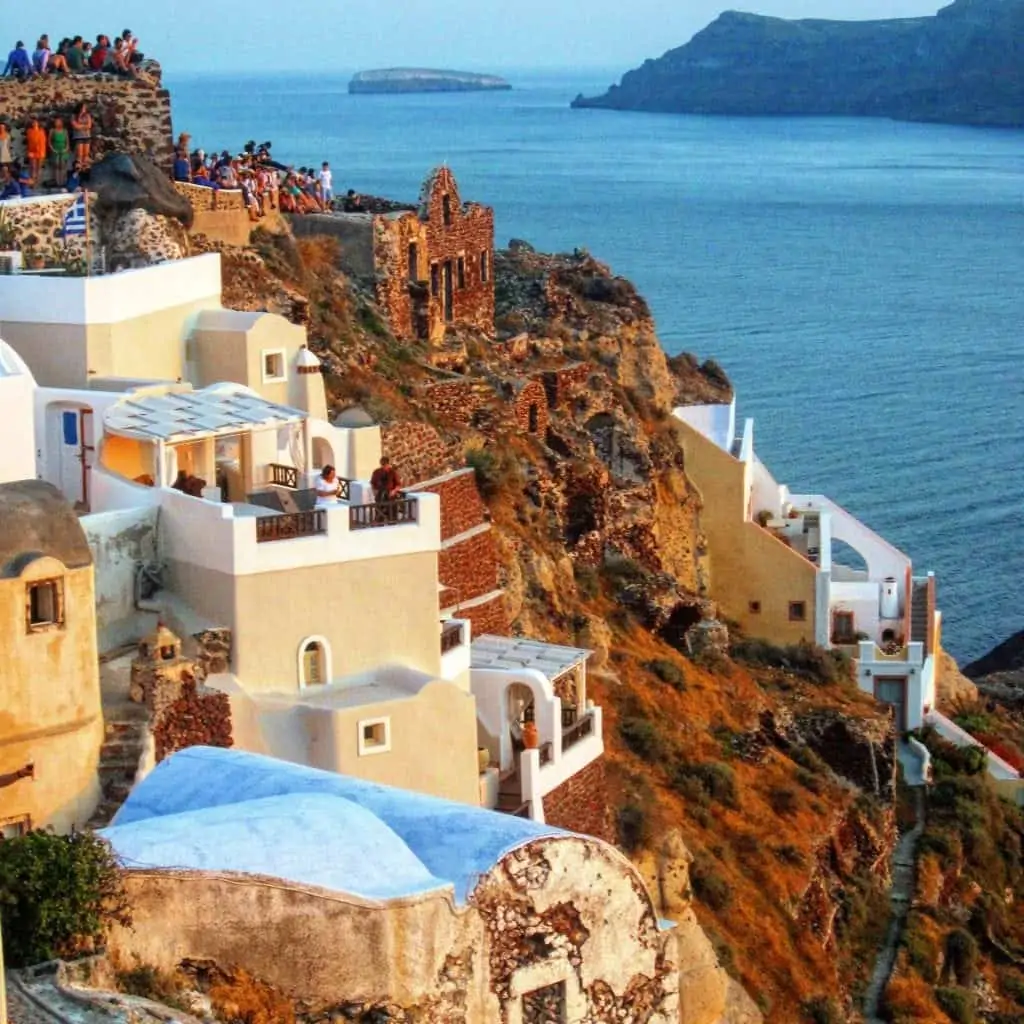 flights on Aegean Airlines to Greece to watch sunset in oia santorini