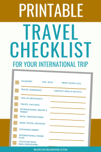 printable travel checklist for international trip