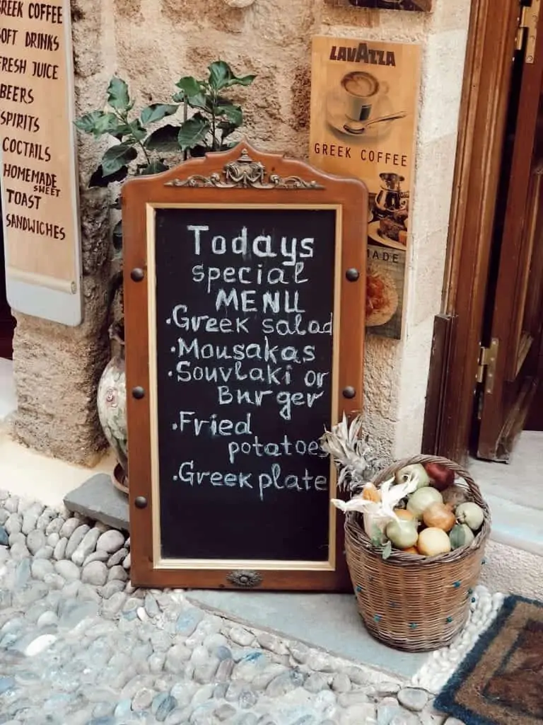 taverna menu Greece