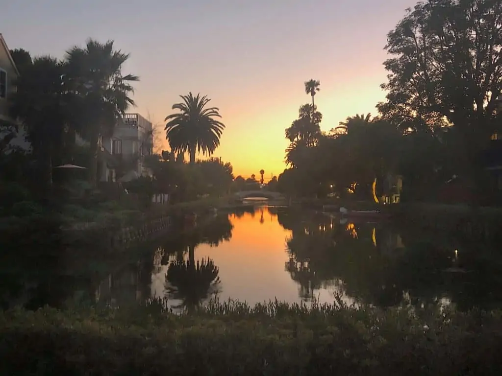 venice canals at sunset in los angeles